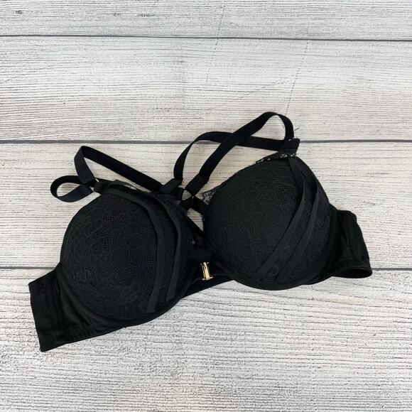 Cacique Plus Size Black High Apex Front-Close Boost Plunge Bra Size 44B - Picture 1 of 9